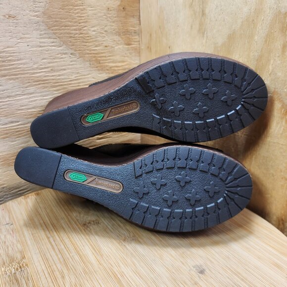 Timberland Earthkeepers Danforth Womens Black Leather Wedge Heel Mules Size 9 - Picture 9 of 10